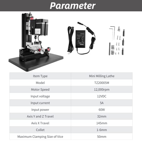 60W 12000RPM Mini Milling Lathe，100-240V DIY Mini Lathe Mini Miller，Mini Metal Lathe DIY Miniature Milling Machine Miller