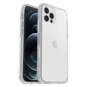 otterbox iphone 12 & iphone 12 pro symmetry series case - stardust (silver flake/clear), ultra-sleek, wireless charging compatible, raised edges protect camera & screen