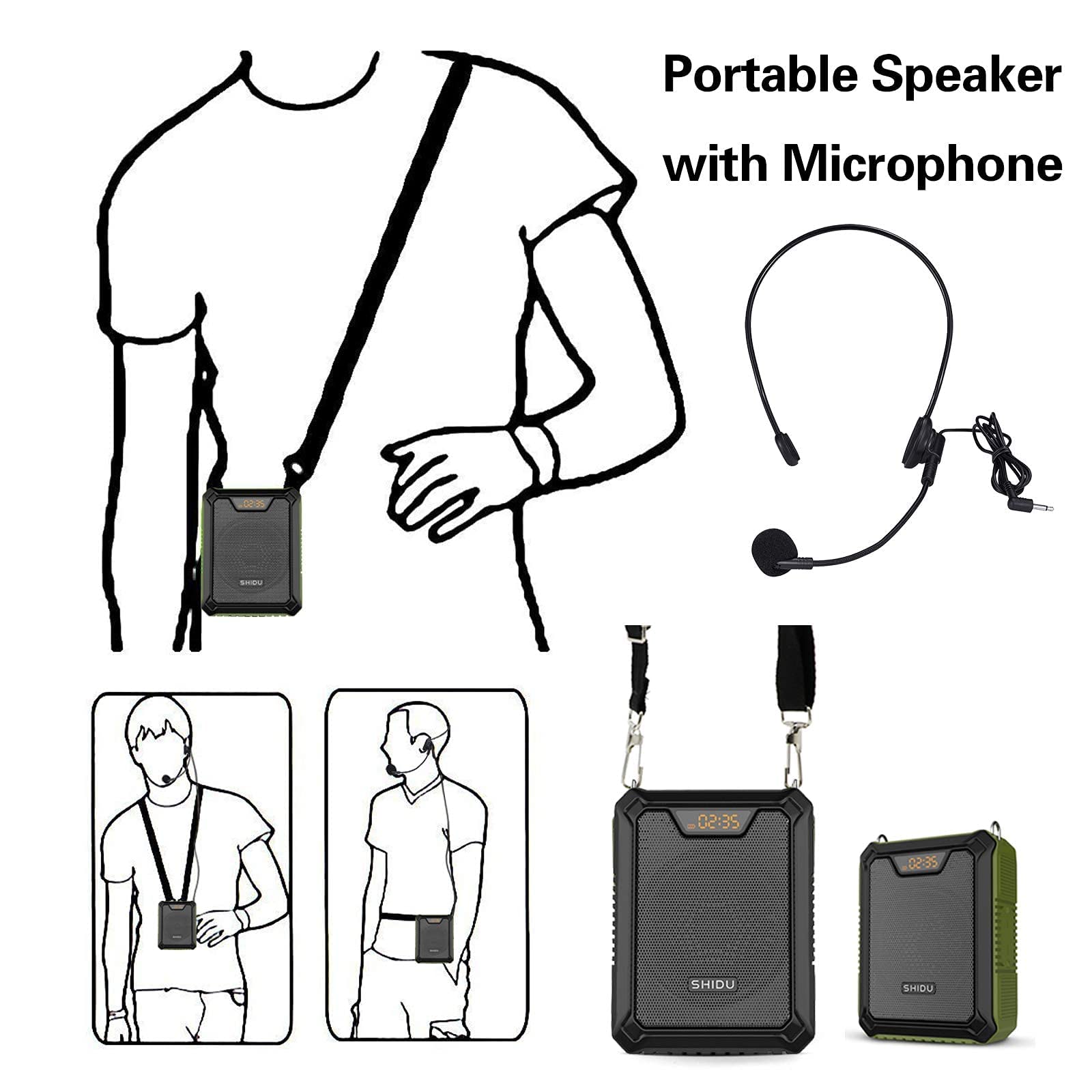 Portable Voice Amplifier 25W Rechargeable Speaker with Microphone Wired Headset Waterproof IPX6 Bluetooth 5.0 Personal Voice Enhancer for Teachers, Training, Meeting, Outdoor, Beach, etc M900