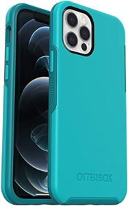 otterbox iphone 12 & iphone 12 pro symmetry series case - rock candy (scuba blue/lake blue), ultra-sleek, wireless charging compatible, raised edges protect camera & screen