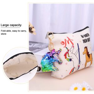 Hicarer Birthday Cosmetic Bag Birthday Makeup Bag and Unicorn Flip Sequin Keychain for Women, Mom, Wife, Friend, Sister, Her, Colleague, Coworker (40th Print)