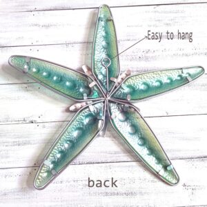 JOYBee Metal&Fused Glass Starfish Wall Art Decor,Sea Life Nautical Home Decor,Wall Art13.25inch*12.75inch, Decoration for Garden,Home,Patio,Kitchen,Bathroom, Coastal Decorations