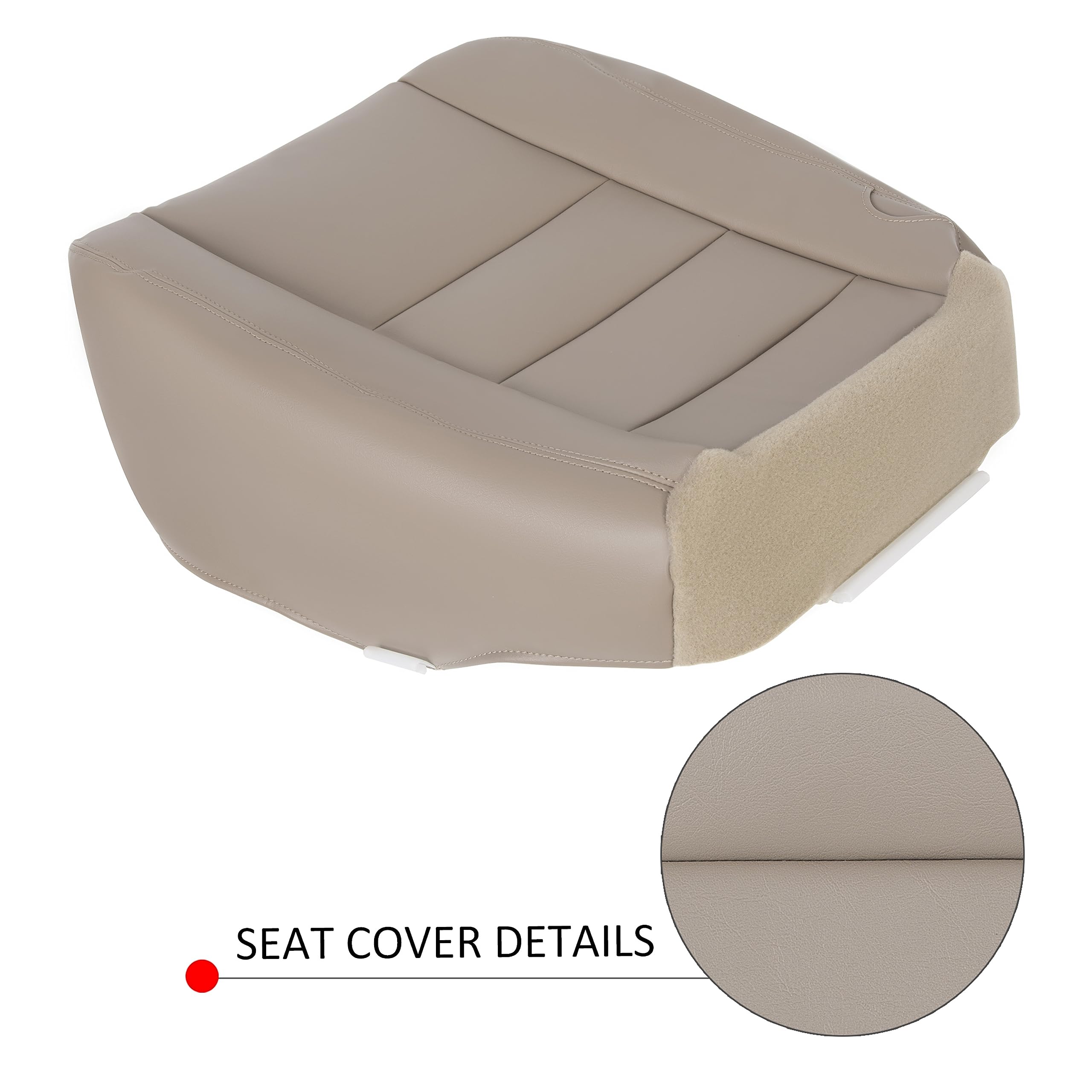 HECASA Driver Side Bottom Seat Cover Artificial Leather Tan Compatible with 2002 2003 2004 Ford Excursion Limited 4 Door