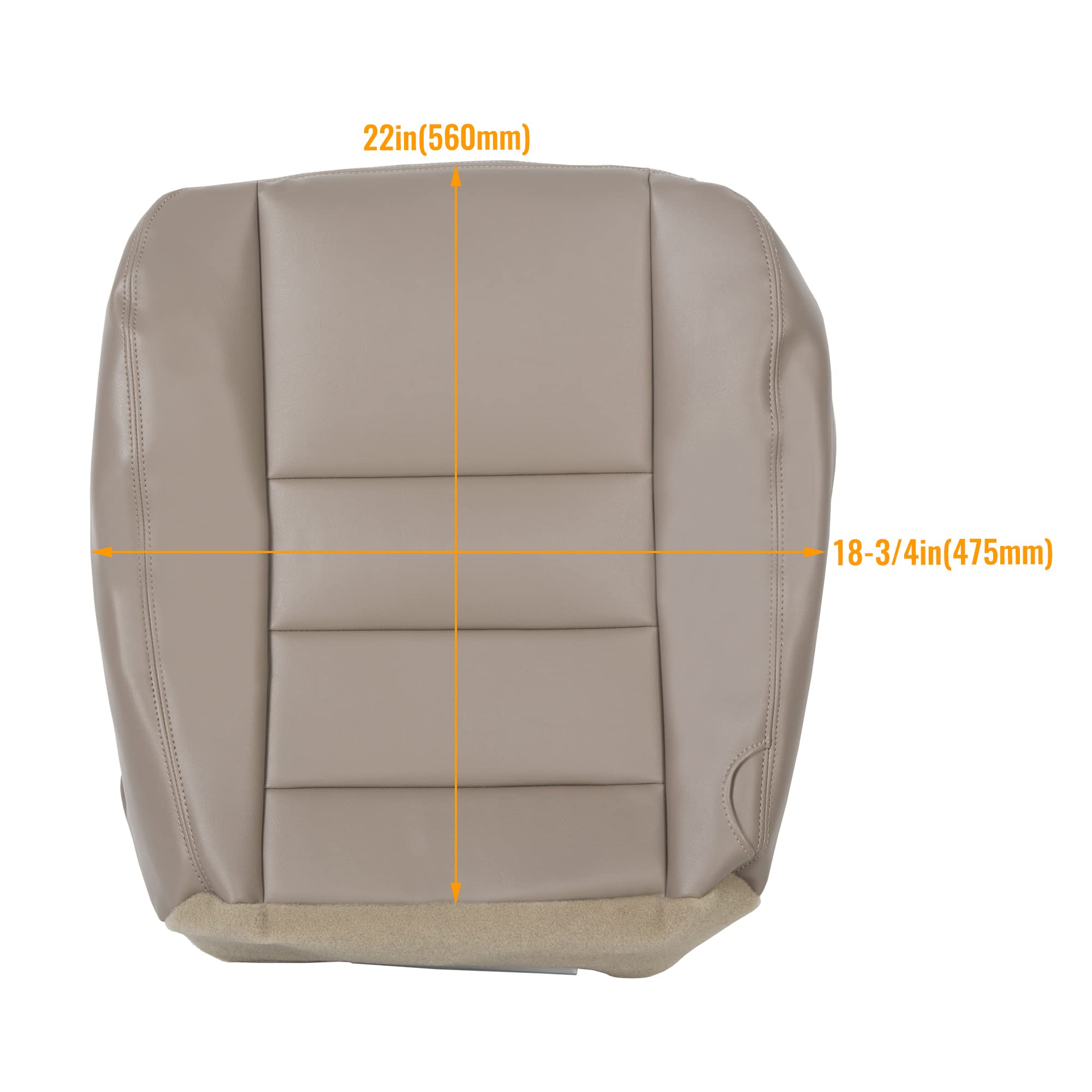 HECASA Driver Side Bottom Seat Cover Artificial Leather Tan Compatible with 2002 2003 2004 Ford Excursion Limited 4 Door