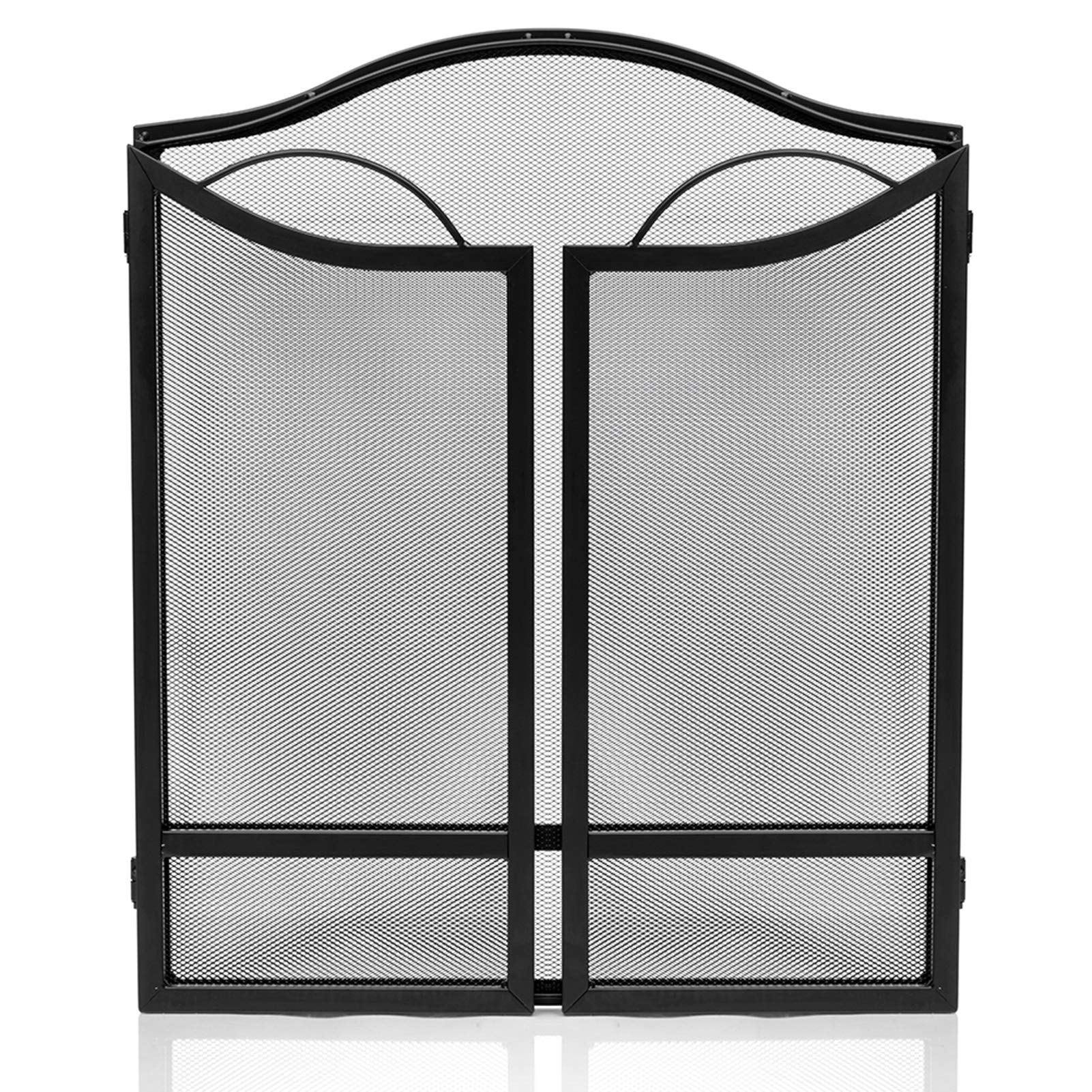 DOEWORKS 3 Panel Fireplace Screen Black Spark Guard Cover