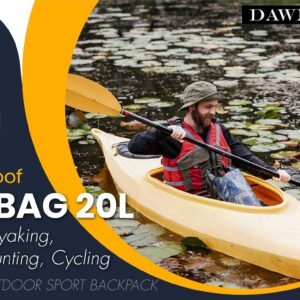 DAWN UPON Floating Dry Backpack – 20L Capacity – 2 Padded Straps! – 100% Waterproof Bag – Keeps Gear Dry – Perfect for Water Sports: Kayaking, Canoeing, Paddle-Boarding, Rafting & Boating- Camo Blue