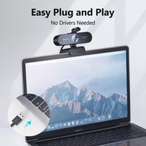 EMEET HD Webcam 1080P, USB Webcam with Privacy Cover & 2 Noise-Canceling Mics, Fast AutoFocus, Nova 96°FOV Wide Angle Webcam, Plug & Play Camera for Computer for Zoom/Skype, Meeting/Online Classes