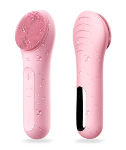 någracoola clie facial cleansing brush, waterproof and rechargeable electric face scrubber for men & women, exfoliating, massaging, and cleansing - pink