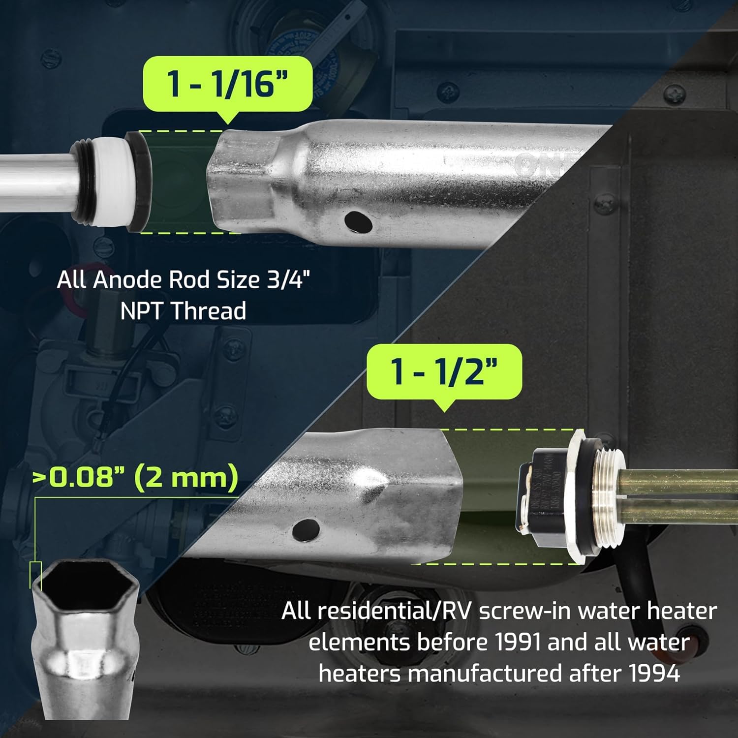 ONENESS 369 RV Anode Rod and Dual Hex Wrench Bundle