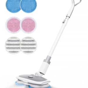 MARK LIVE Electric Mop, Cordless Floor Cleaner, LED Headlight and Water Sprayer with 300ml Tank, Up to 60 Mins of Powerful Spin, Polisher for Hardwood, Tile and Laminate Floors, 6 Mop Pads