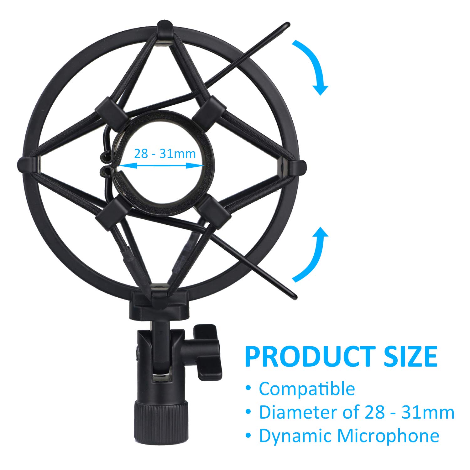 SUNMON Mic Shock Mount Holder for Diameter 28mm-31mm Dynamic Microphone to Reduces Vibration and Shock Noise, Suitable for AT2005-USB, XM1800S, E835 Mic