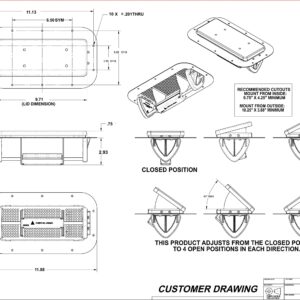 Kay Enterprises Trailer Roof Vent Black Aluminum Low Profile Popup Air Flow Trim Ring and Gasket