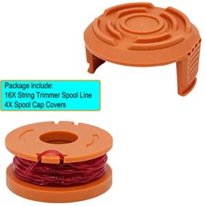 KAKO Replacement Spool for Worx Weed Eater String Wa0004, for Worx Trimmer Line Spools 10ft 0.065" Trimmer Line for Worx Wa0004 Replacement Spool Fit for Worx Trimmer Wa0004 Wa0010 (16 Spool+4 Cap)