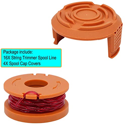 KAKO Replacement Spool for Worx Weed Eater String Wa0004, for Worx Trimmer Line Spools 10ft 0.065" Trimmer Line for Worx Wa0004 Replacement Spool Fit for Worx Trimmer Wa0004 Wa0010 (16 Spool+4 Cap)