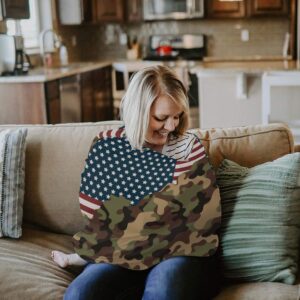 American Camouflage Baby Nursing Cover for Breastfeeding, USA Flag Camo Breathable Stretchy Nursing Scarf Carseat Canopy for Boys or Girls Stroller Car Seat Covers Stars and Stripes Independence Day