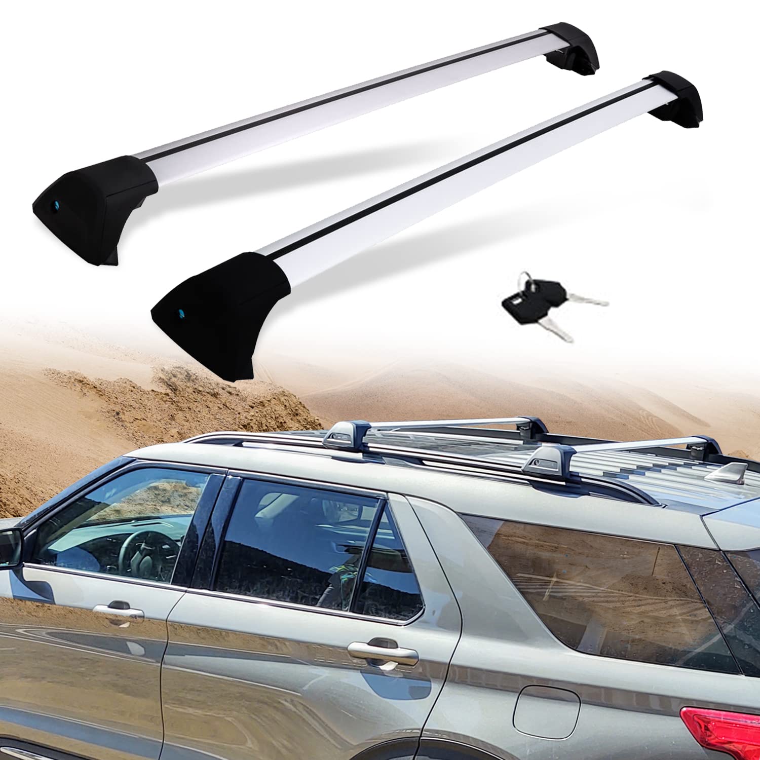 Snailfly Crossbars Customized Fit for 2020-2024 Ford Explorer Adjustable Cross Bars Roof Racks with Lock