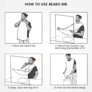 Beard Bib, Men Beard Trimming & Shaving Apron Cape Smock Catcher- Gift For Husband Father (White)