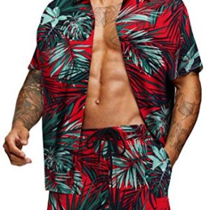 COOFANDY Men's Hawaiian Short Sleeve Shirt Aloha Print Casual Beach Shirts