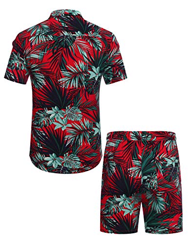 COOFANDY Men's Hawaiian Short Sleeve Shirt Aloha Print Casual Beach Shirts