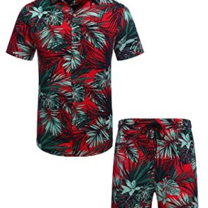 COOFANDY Men's Hawaiian Short Sleeve Shirt Aloha Print Casual Beach Shirts