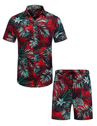 COOFANDY Men's Hawaiian Short Sleeve Shirt Aloha Print Casual Beach Shirts