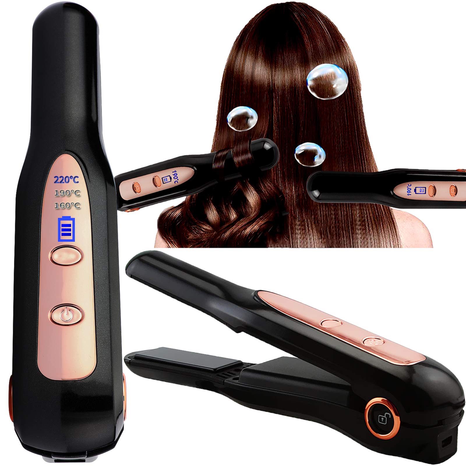 2 in 1 Professional Hair Straightener and Curler USB Rechargeable Shutdown and Boot Protection Function Flat Iron for Hair Ceramic Heating Material for Styling Makes Hairs Smoother and Healthier