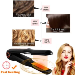 2 in 1 Professional Hair Straightener and Curler USB Rechargeable Shutdown and Boot Protection Function Flat Iron for Hair Ceramic Heating Material for Styling Makes Hairs Smoother and Healthier