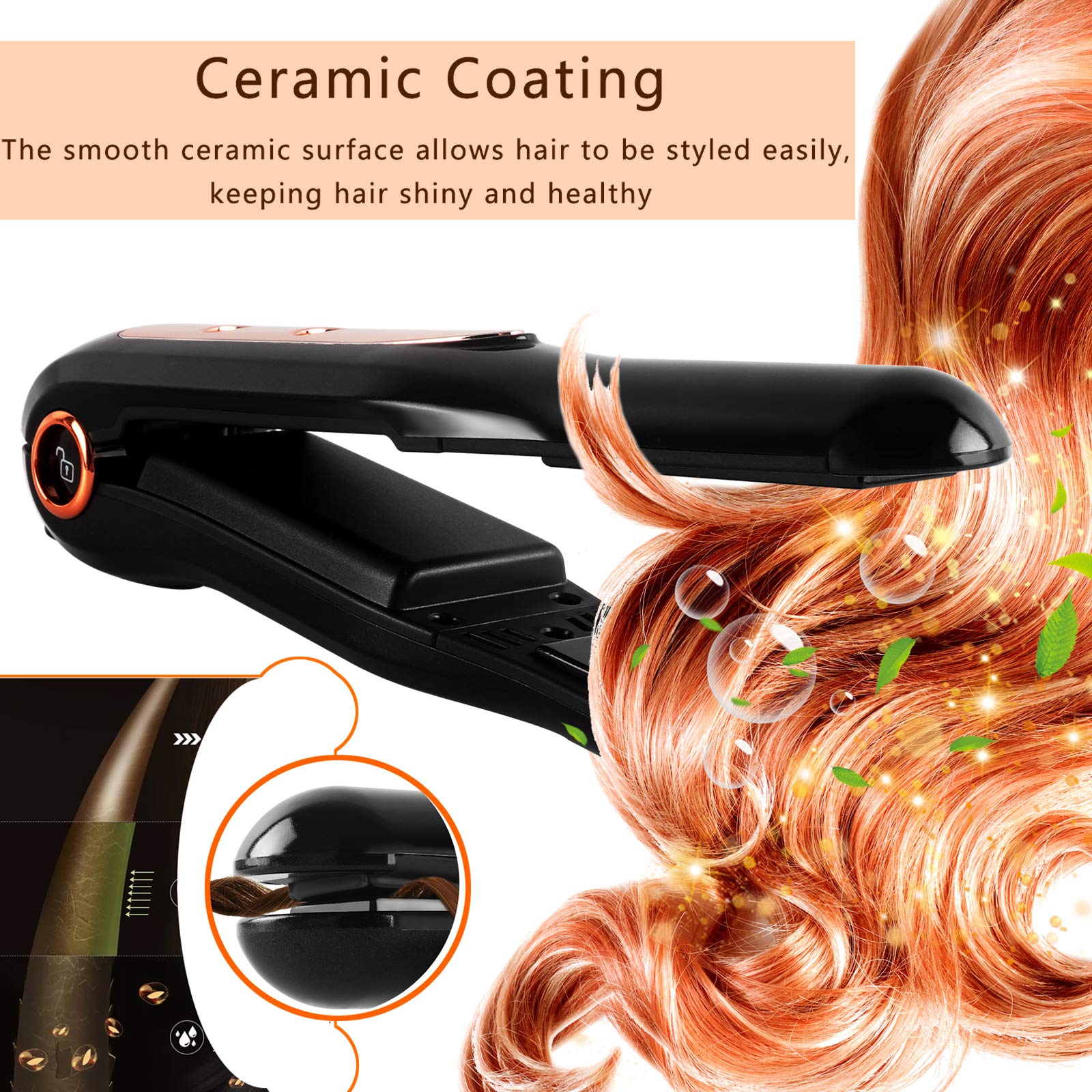 2 in 1 Professional Hair Straightener and Curler USB Rechargeable Shutdown and Boot Protection Function Flat Iron for Hair Ceramic Heating Material for Styling Makes Hairs Smoother and Healthier