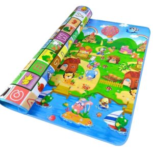 baby play mat,baby care foam floor reversible kids crawling mat for playing, waterproof play game mat for infants babies and toddlers