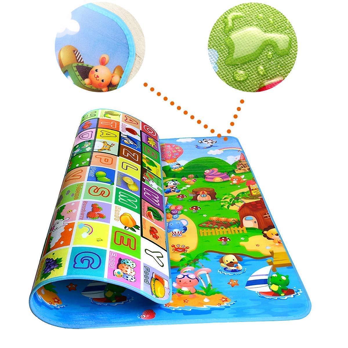 Baby Play Mat,Baby Care Foam Floor Reversible Kids Crawling Mat for Playing, Waterproof Play Game Mat for Infants Babies and Toddlers
