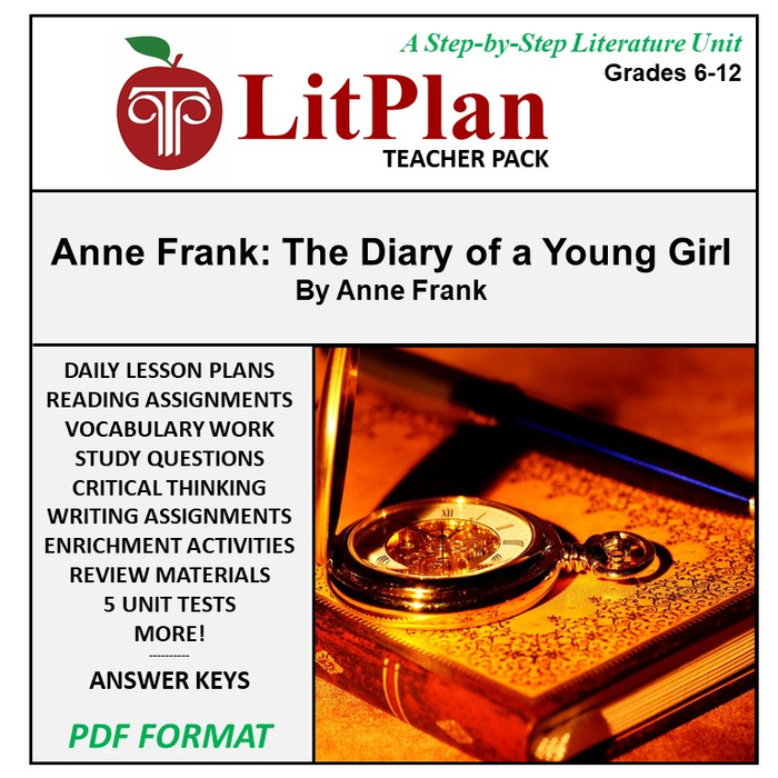 Homeschool and Online Learning Novel Study Guide for Anne Frank Diary of a Young Girl