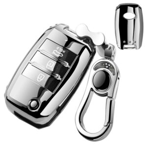 car key fob cover,fit for kia folding key fob optima alloy keychain silver…