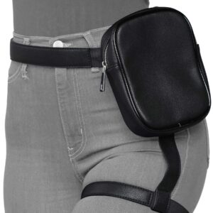 pander leg bag for women - nova fashion black leather fanny pack for women (black)