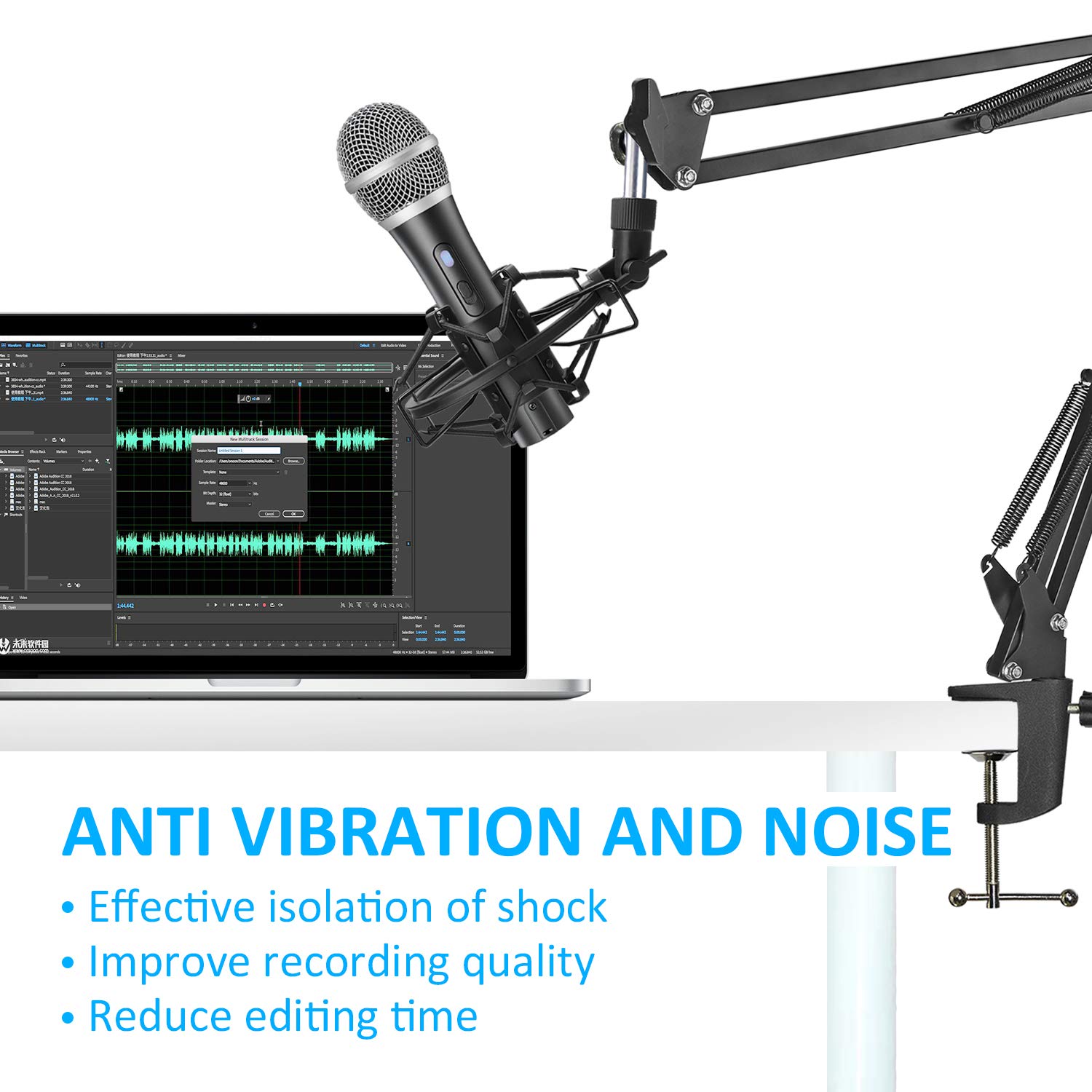 SUNMON Q2U USB/XLR Microphone Shock Mount Holder for Reduces Vibration and Noise, Suitable for Samson Q2U USB/XLR Dynamic Mic