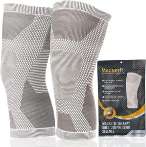 magnetrx® magnetic knee compression sleeve - (2-pack) knee support with magnets for knee support & recovery - magnet knee brace support (medium)
