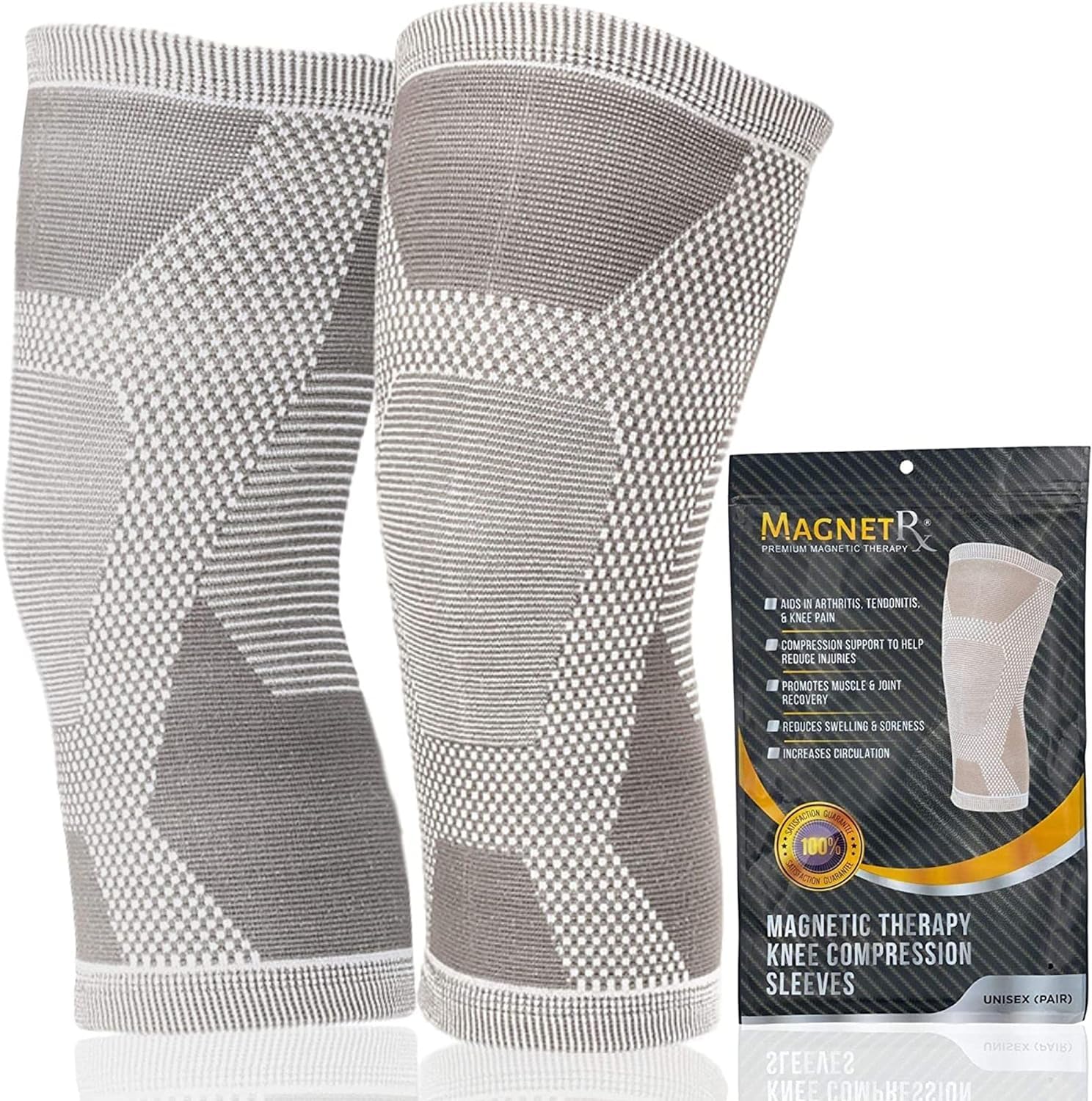 MagnetRX® Magnetic Knee Compression Sleeve - (2-Pack) Knee Support with Magnets for Knee Support & Recovery - Magnet Knee Brace Support (Medium)