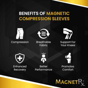 MagnetRX® Magnetic Knee Compression Sleeve - (2-Pack) Knee Support with Magnets for Knee Support & Recovery - Magnet Knee Brace Support (Medium)