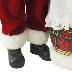 Windy Hill Collection Dancing Mr & Mrs Santa Claus Red, Green, Gold Plaid 16" Inch Standing Figurine Figure Decoration 160051