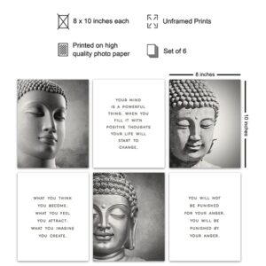 Inspirational Buddhism Quotes Set - Zen Home Decoration Wall Art Decor for Living Room, Yoga Studio, Office - Unique New Age Gift for Buddhist, Meditation Instructor - 8x10 Buddha Prints - Unframed