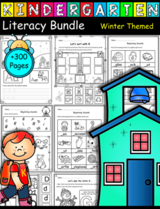 kindergarten get ready for school : 300 handwriting literacy worksheets [ winter themed ]