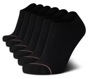 tommy hilfiger men's athletic socks - cushion low cut socks (6 pack), size 7-12, black solid