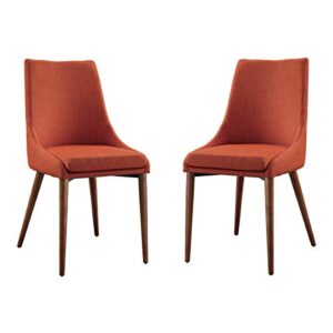 osp home furnishings palmer mid-century modern dining accent chair 2-pack, tangerine