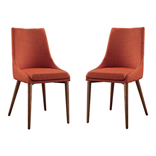 OSP Home Furnishings Palmer Mid-Century Modern Dining Accent Chair 2-Pack, Tangerine