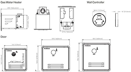 Furrion® RV Tankless Gas 60,000 BTU Water Heater - 16.14" x 16.14" White Door - 2.4 GPM – Vortex Technology steadies temperatures – Propane Gas-Powered Technology, Electric Ignition – 2021128847