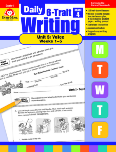 daily 6 trait writing bundle, grade 4, unit 5 voice, weeks 1-5
