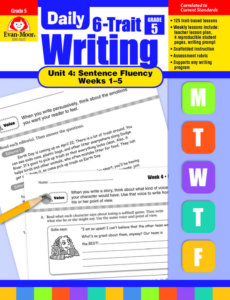 daily 6 trait writing bundle, grade 5, unit 4 sentence fluency, weeks 1-5