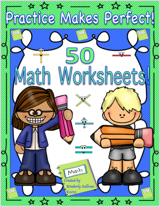 PRACTICE MAKES PERFECT 50 MATH WORKSHEETS ADDITION SUBTRACTION MULTIPLICATION DIVISION WORD PROBLEMS