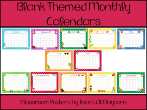 printable blank themed monthly calendars