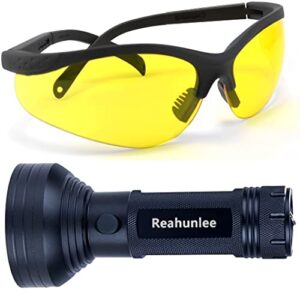 realhunlee auto air conditioner leak detector tool flashlight oil ac uv dye leak test detection kit pro 68 led flashlight with uv protective glasses