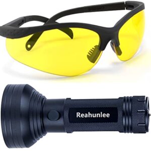 REALHUNLEE Auto Air Conditioner Leak Detector Tool Flashlight Oil AC UV Dye Leak Test Detection Kit Pro 68 LED Flashlight with UV Protective Glasses